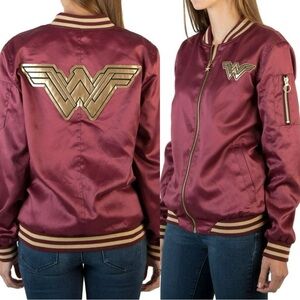 DC Comics Wonder Woman Symbol Satin Bomber Jacket